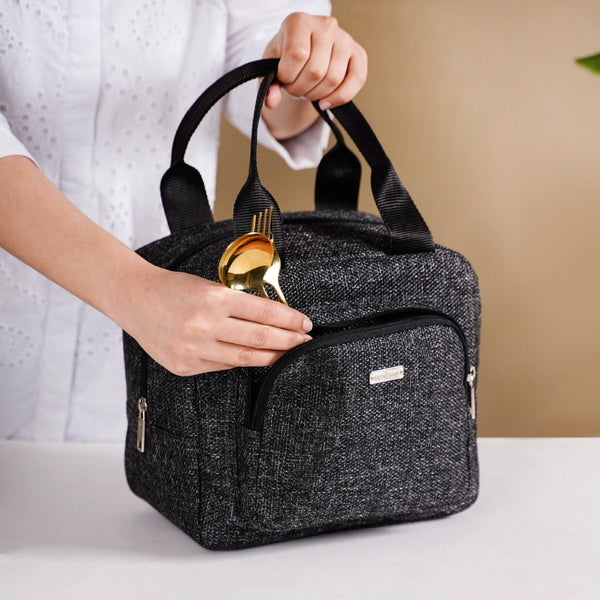 Sustainable Thermal Insulated Jute Lunch Bag Black