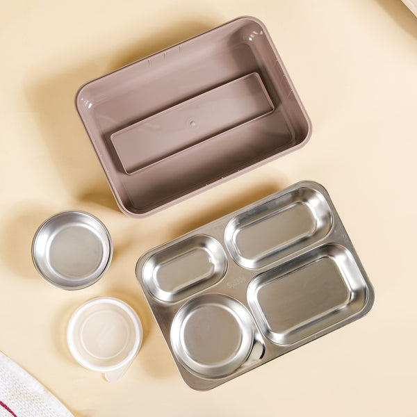 Bento Beige Stainless Steel Insulated Lunch Box For Work 950ml