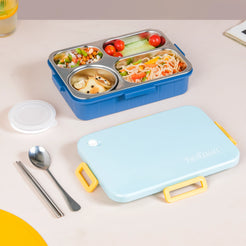 4-Grid Stainless Steel Lunch Box Blue 900ml