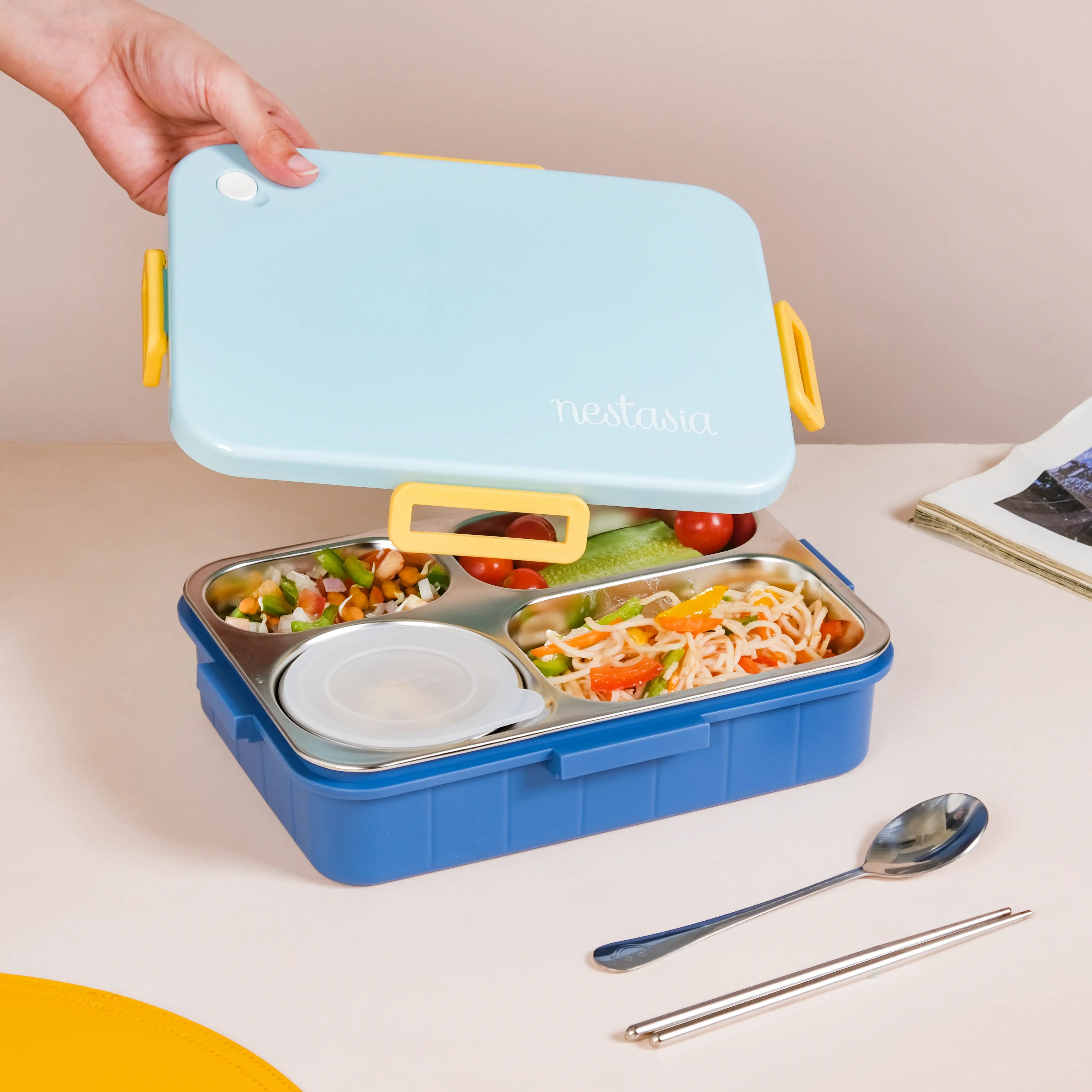 Built Glass Lunch Box With Utensils 900ml Cutlery Food Travel