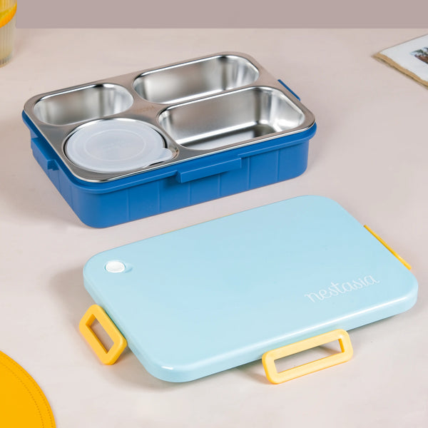 4-Grid Stainless Steel Lunch Box Blue 900ml