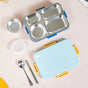 4-Grid Stainless Steel Lunch Box Blue 900ml