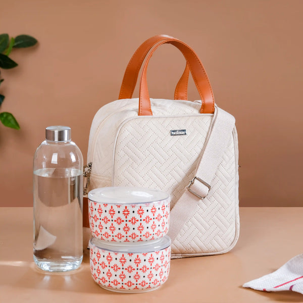 Thermal Insulated Lunch Bag For Office Off White
