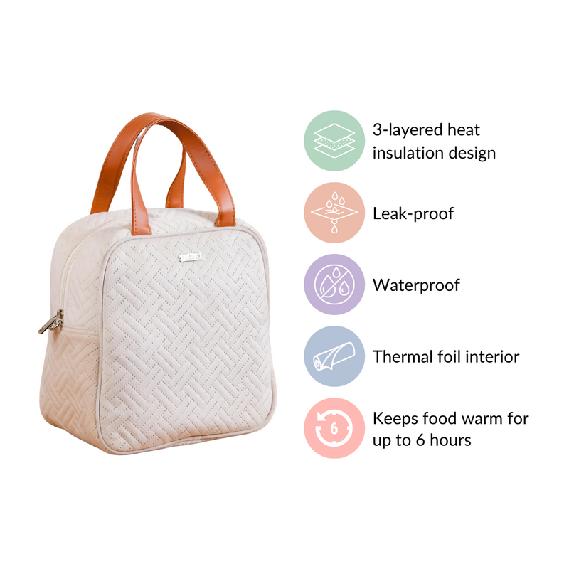Thermal Insulated Lunch Bag For Office Off White