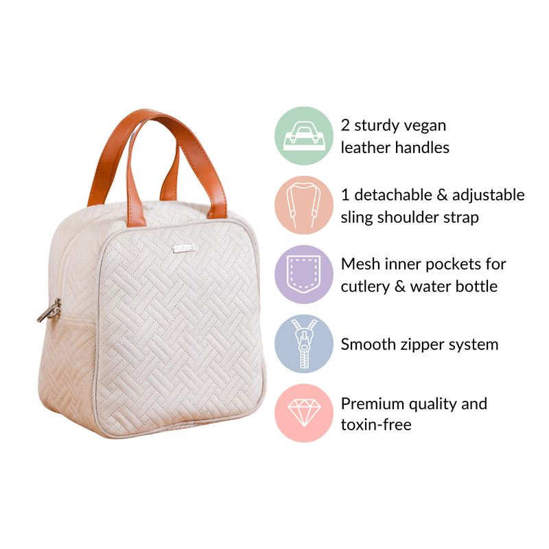 Thermal Insulated Lunch Bag For Office Off White