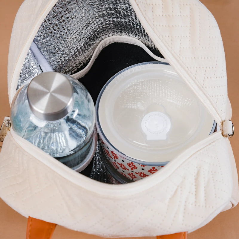 Thermal Insulated Lunch Bag For Office Off White