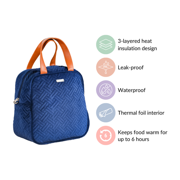 Portable Thermal Insulated Lunch Bag Blue