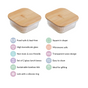 Large Airtight Glass Storage Container With Wooden Lid Set Of 2 800ml