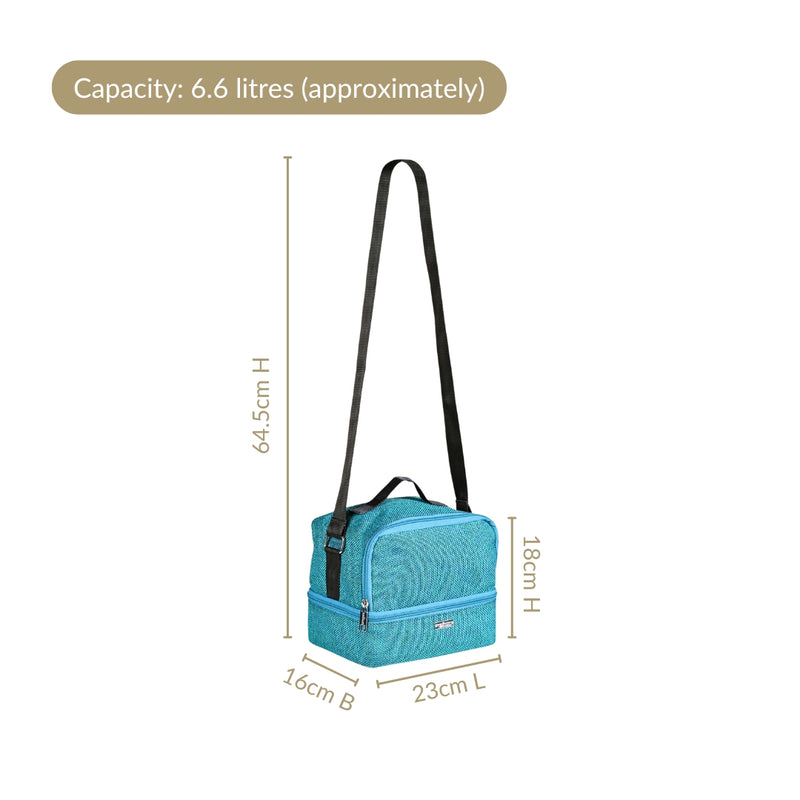 Lunchmate Double Compartment Insulated Lunch Bag In Teal
