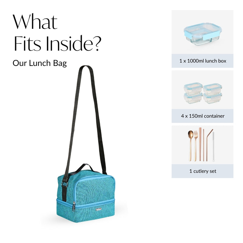Lunchmate Double Compartment Insulated Lunch Bag In Teal