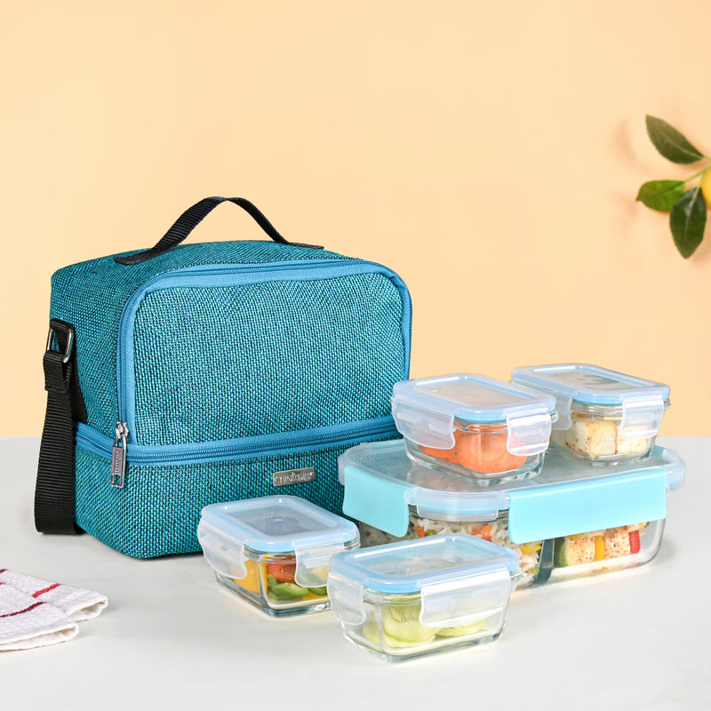 Lunchmate Double Compartment Insulated Lunch Bag In Teal