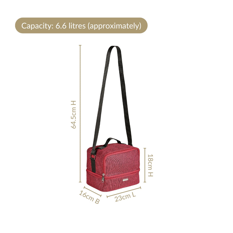 Lunchmate Sustainable Duo Compartment Lunch Bag In Red