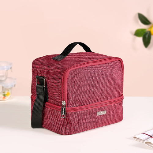 Lunchmate Sustainable Duo Compartment Lunch Bag In Red