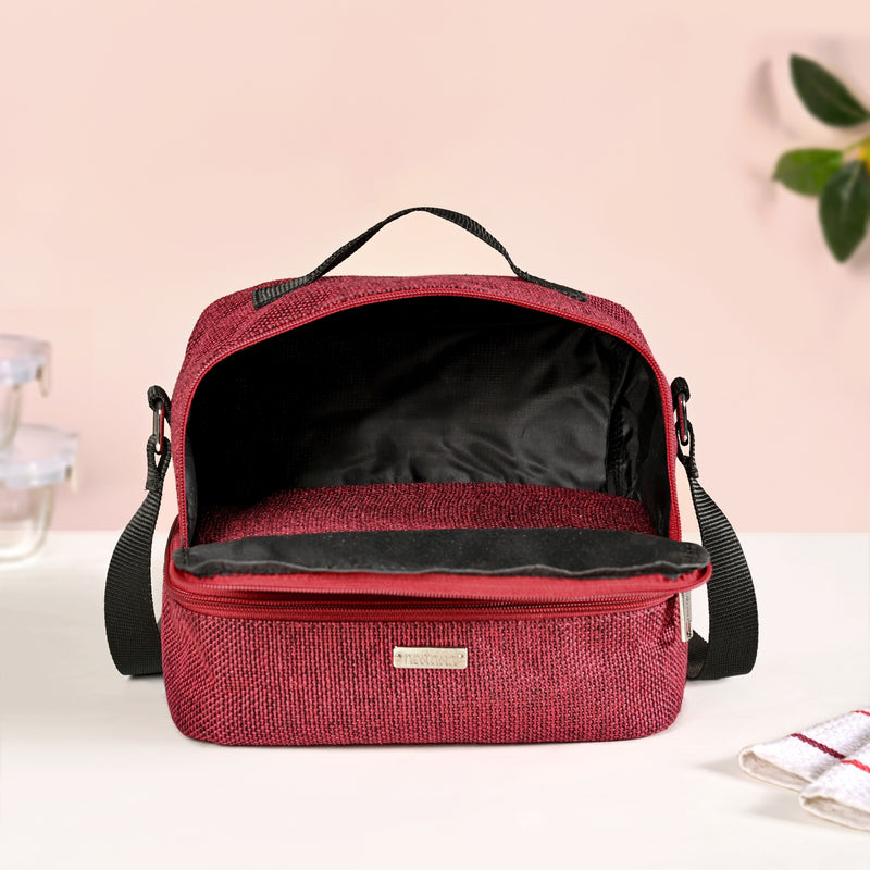 Lunchmate Sustainable Duo Compartment Lunch Bag In Red