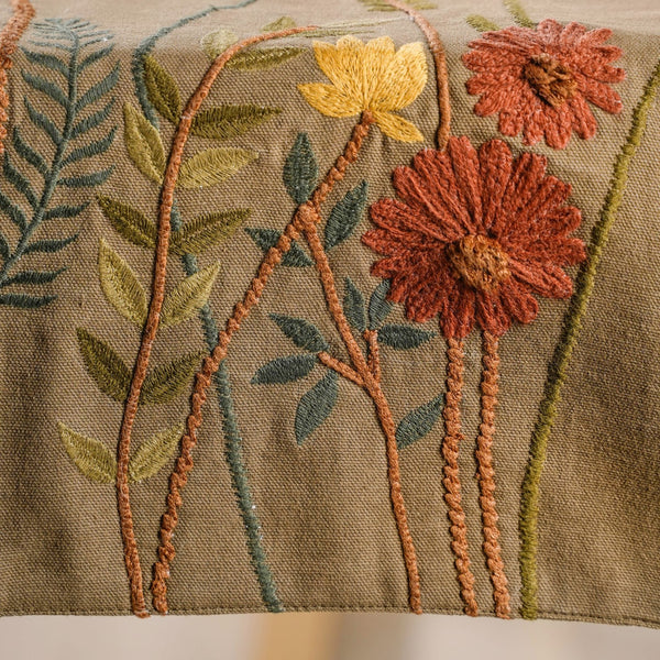 Lush Floral Embroidery Dining Table Runner