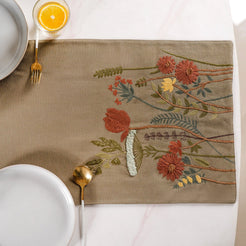 Lush Floral Embroidery Dining Table Runner