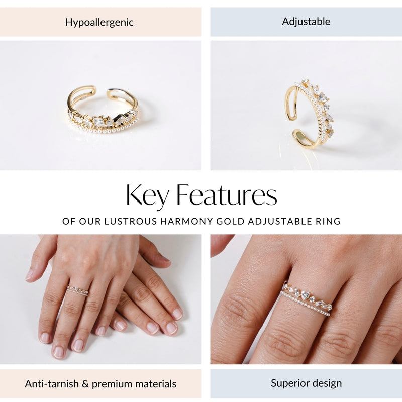 Lustrous Harmony Gold Adjustable Ring