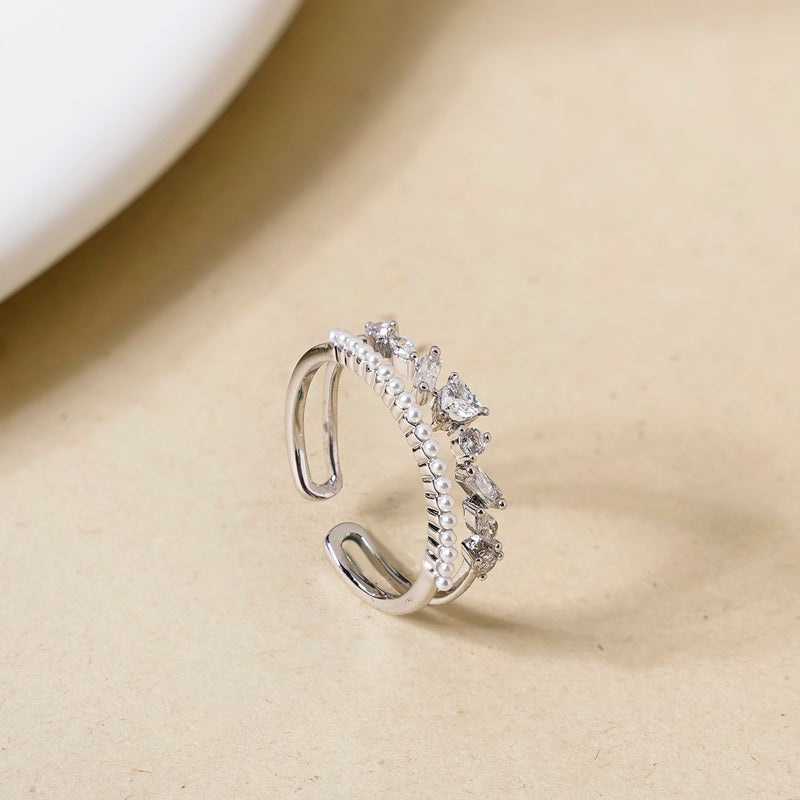 Lustrous Harmony Silver Adjustable Ring