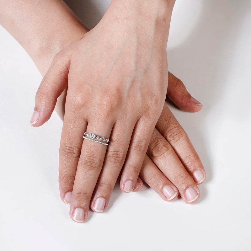 Lustrous Harmony Silver Adjustable Ring