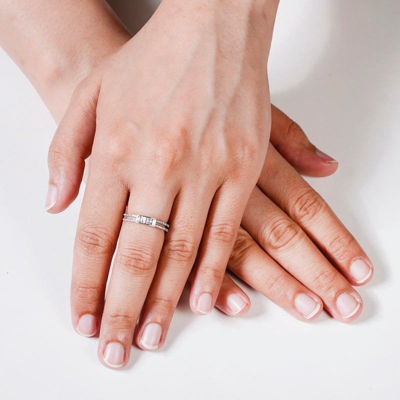 Lustrous Layers Double Band Silver Ring