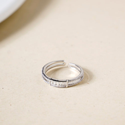 Lustrous Layers Double Band Silver Ring