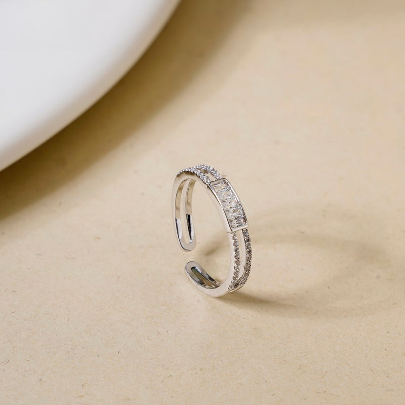 Lustrous Layers Double Band Silver Ring