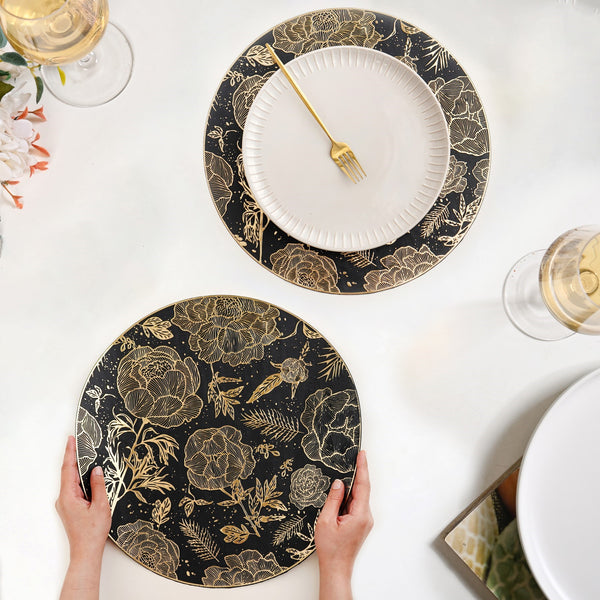 Luxe Black And Gold Placemats Set Of 6