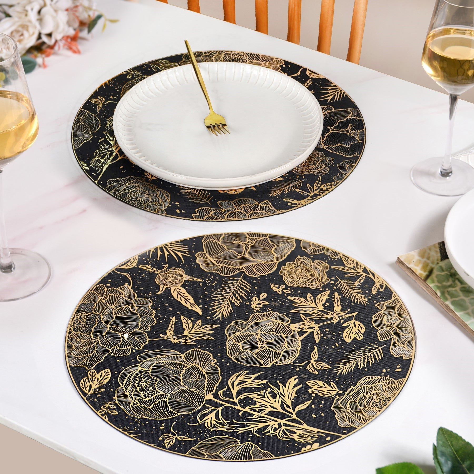 Luxe Black And Gold Placemats Set Of 6