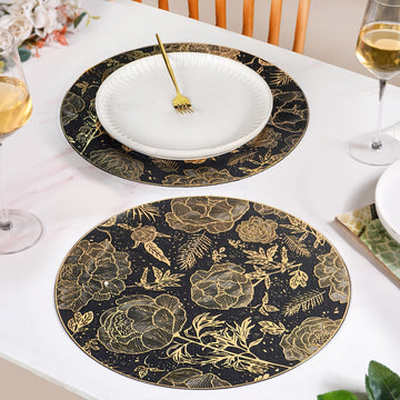 Luxe Black And Gold Placemats Set Of 6