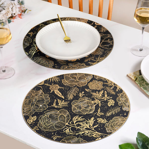 Luxe Black And Gold Placemats Set Of 6