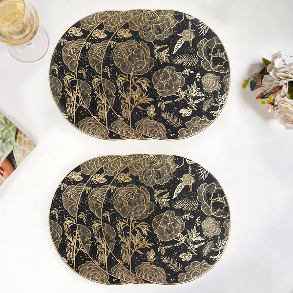 Luxe Black And Gold Placemats Set Of 6