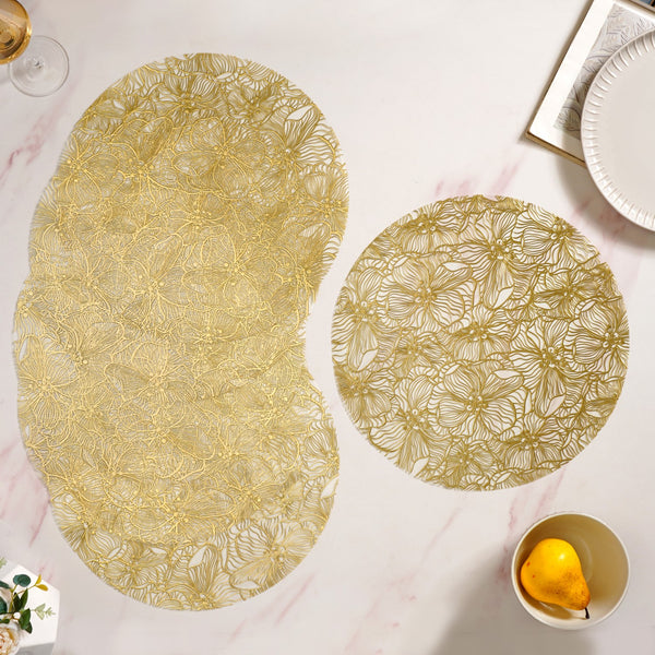 Luxe Floral Table Mat Metallic Gold Set Of 6