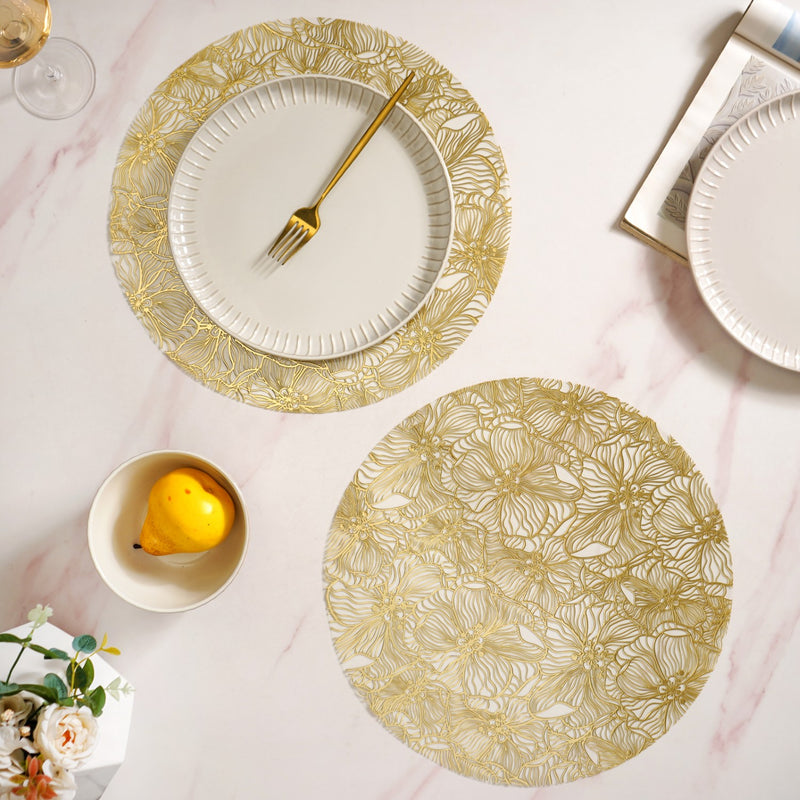 Luxe Floral Table Mat Metallic Gold Set Of 6