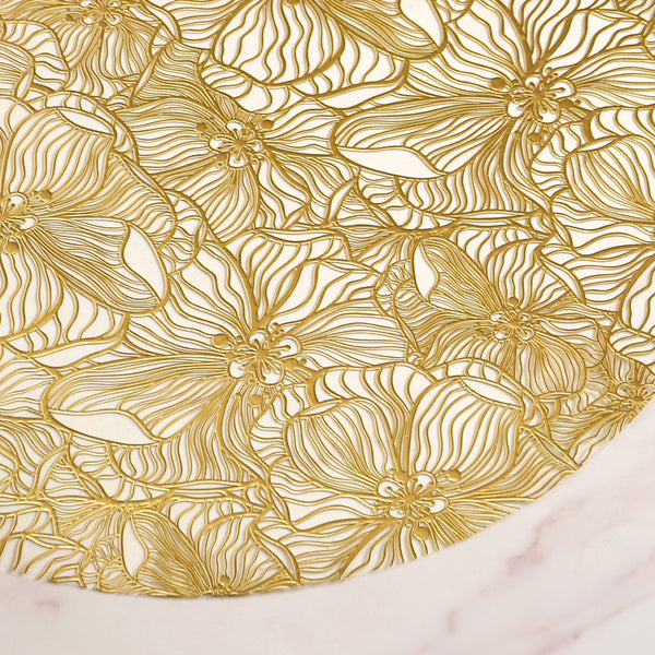 Luxe Floral Table Mat Metallic Gold Set Of 6 Online - Premium Table Mat ...