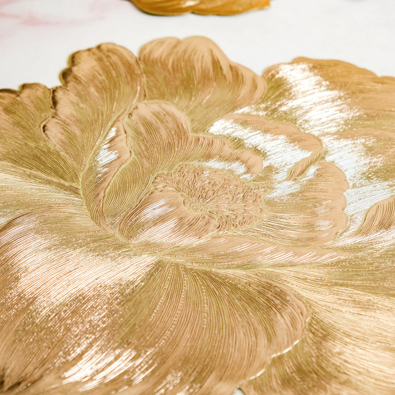 Luxe Golden Peony Bloom Table Mat Set Of 6
