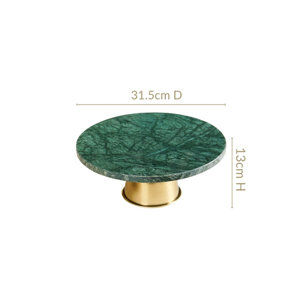 Luxe Green Marble Round Cake Stand