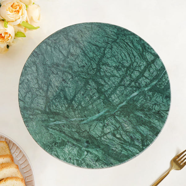 Luxe Green Marble Round Cake Stand