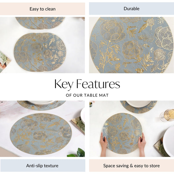 Luxe Grey Gold Table Mat Set Of 6