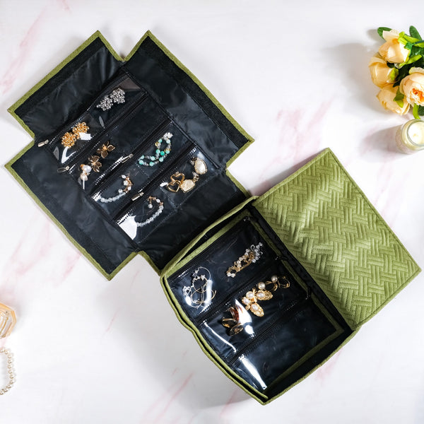 Luxe Velvet Jewellery Organiser Green