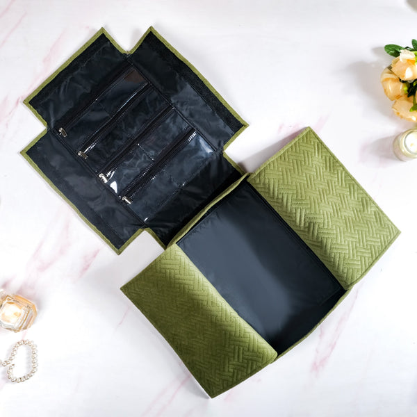 Luxe Velvet Jewellery Organiser Green