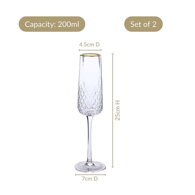 Luxe Champagne Glass Set Of 2 200ml