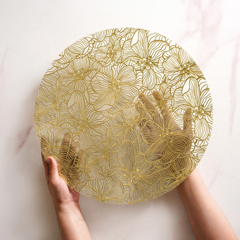 Luxe Floral Table Mat Metallic Gold Set Of 6