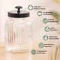 Luxe Fluted Jar With Flower Accent Lid Set Of 4 Matte Black 1000ml