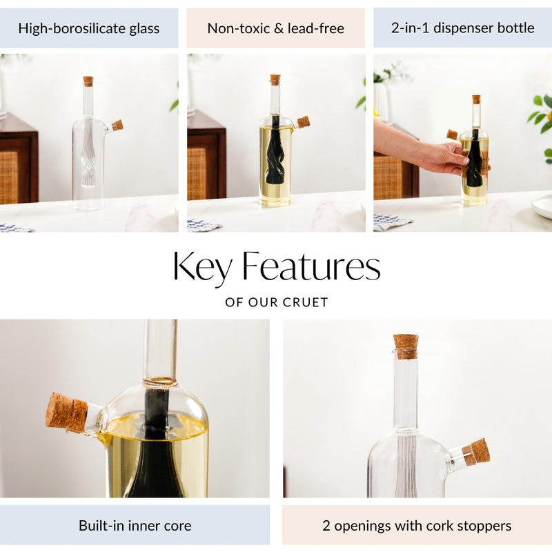 Luxe Olive Oil Cruet Bottle For Infused Oils And Italian Seasoning