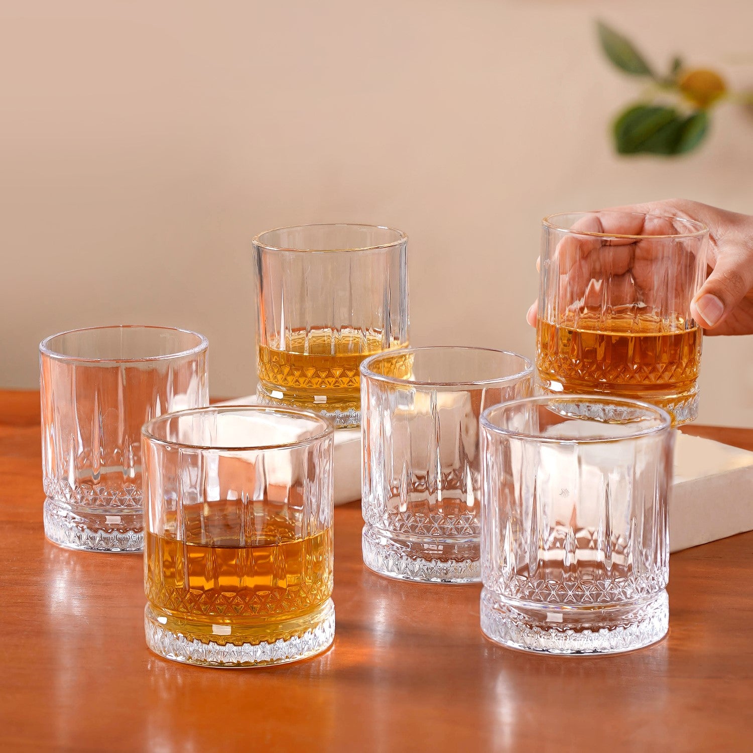 Whiskey Glass Online - Premium Set Of 6 Luxora Engraved Whiskey