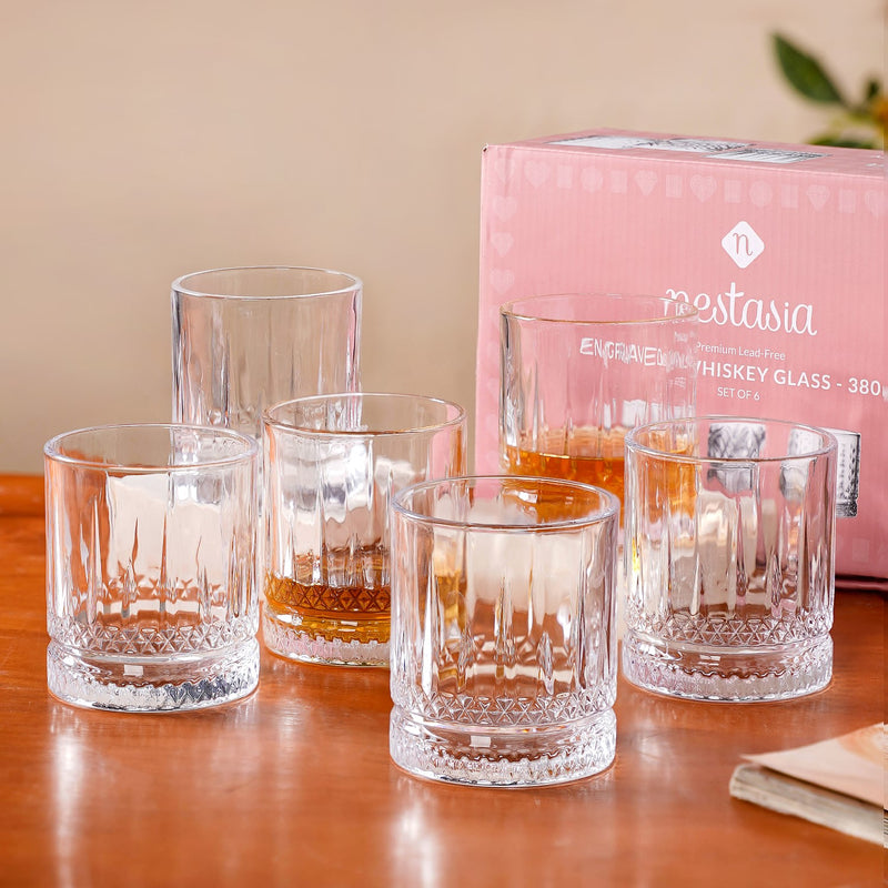 Set Of 6 Luxora Engraved Whiskey Glasses 380ml