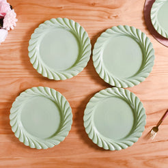 Luxury Lao Dinner Plates Set Of 4 Green 11 Inch - Dinner plates, ceramic dinner plates, round plates, green plates