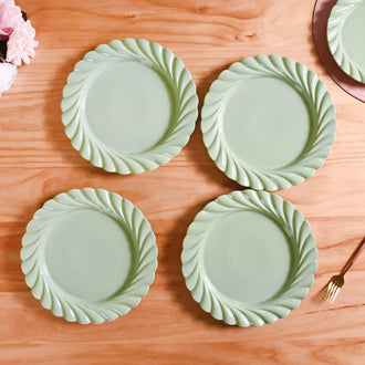 Luxury Lao Dinner Plates Set Of 4 Green 11 Inch - Dinner plates, ceramic dinner plates, round plates, green plates