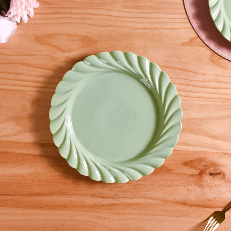 Luxury Lao Dinner Plates Set Of 4 Green 11 Inch - Dinner plates, ceramic dinner plates, round plates, green plates