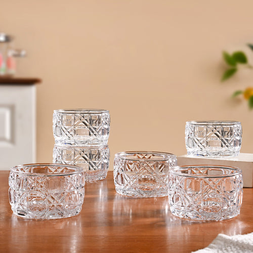 Luxury Embossed Glass Bowl Set Of 6 160ml